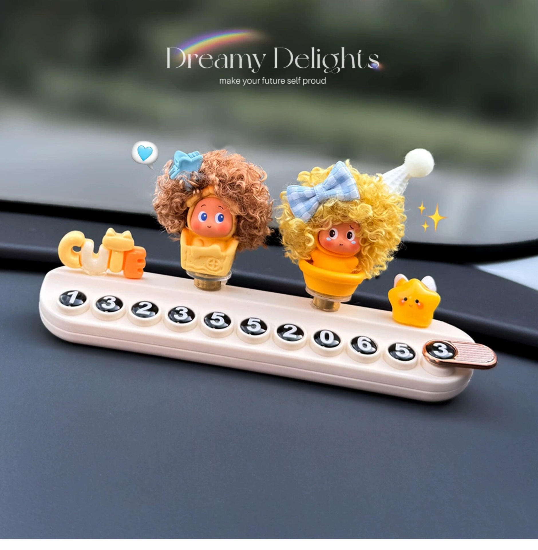 2026 New Model Bread Star Temporary Parking Number Plate for Moving Car, Phone Number Plate for Car, Cute Car-Mounted Mobile Phone Holder