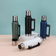 双层户外折叠提手不锈钢保温杯大容量户外保温保冷运动水壶水瓶