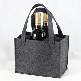 2023 New Large Capacity 6-Bottle Red Wine Bag Portable Felt Wine Bag Wine Beverage Gift Packaging Bag