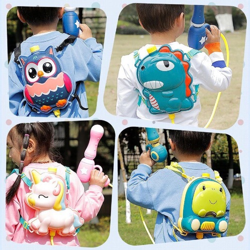 Children's backpack water gun toy wholesale, water spraying pull-type large capacity water play squirting water gun for boys and girls