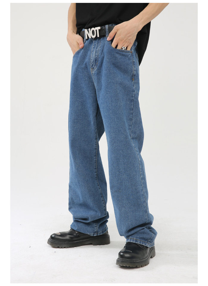 Quần jean nam ống rộng ống đứng dáng suông thoải mái phong cách Hàn Quốc — Xanh denim, Xanh lam đậm, Đen Xám chi tiết 19