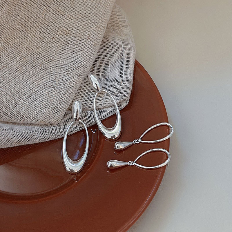 Gold Plated Plating Material 1 Pair 925 Sterling Silver Solid Color Drop Earrings