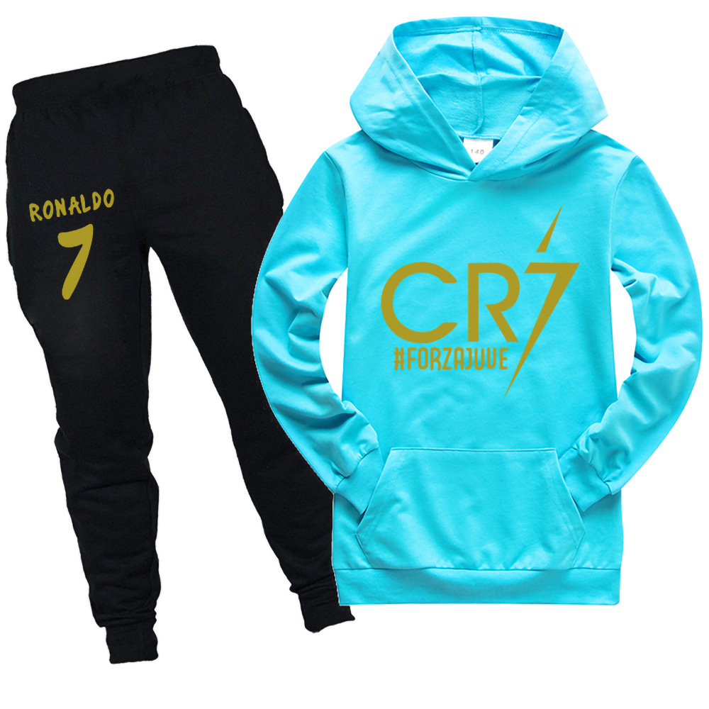 In Stock 100-170 size pattern pocket sweater hoodie + black trousers 2 pieces suit Pk1973A