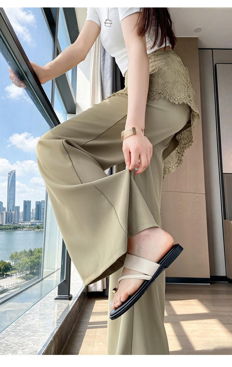 Quần culottes nữ ống rộng cạp cao ren eo phong cách Hàn Quốc — màu đen chi tiết 46