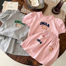 韩版女童裙套装夏季ins儿童印花短袖T恤半身裙两件套宝宝时髦夏装