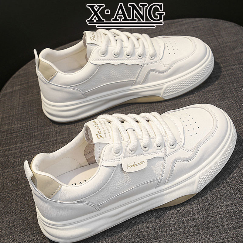 Genuine Leather Thick Sole White Shoes Women's Soft Sole Not Tired Feet Women's Shoes 2025 Spring and Summer New Breathable Casual Sports Board Shoes