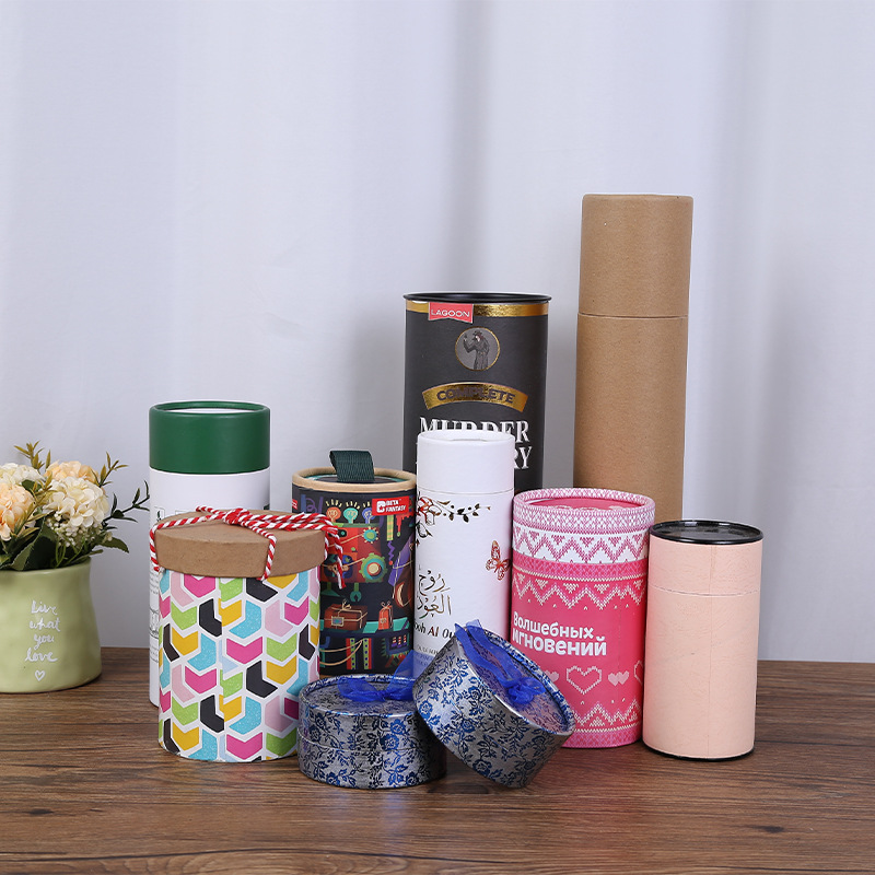 厂家批发牛皮纸罐圆筒茶叶罐纸筒化妆品酒罐包装可印logoUV印刷