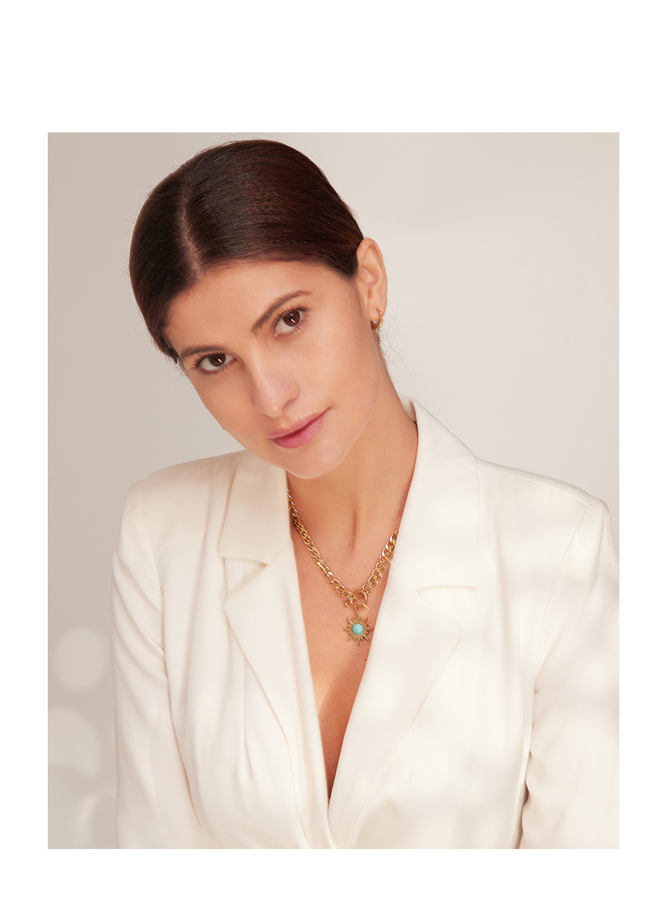 Original Design Sun Titanium Steel Plating Inlay Turquoise Pendant Necklace 1 Piece