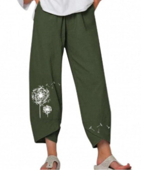 Lino de bambú 2023 nueva primavera suelta moda Impresión digital directa la fábrica pantalones casuales verano