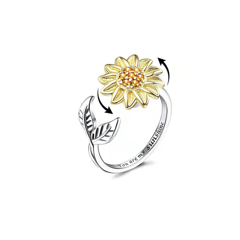 1 Piece Simple Style Sunflower Brass Polishing Rings display picture 3