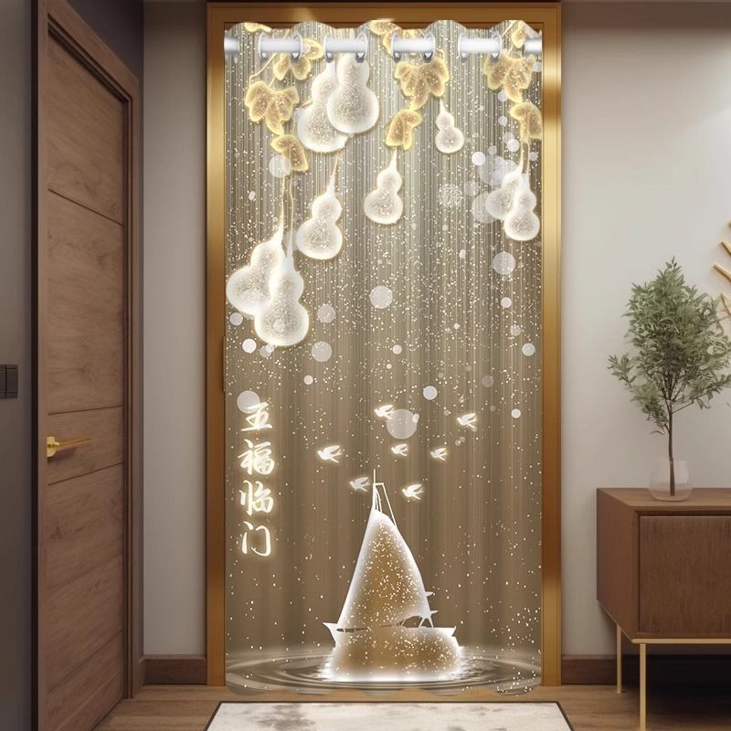 European-Style Air-Conditioned Door Curtains, Bedroom Insulation and Cold-Proof Curtains, Punch-Free Kitchen and Toilet Wind-Proof and Cold-Proof Partition Curtains