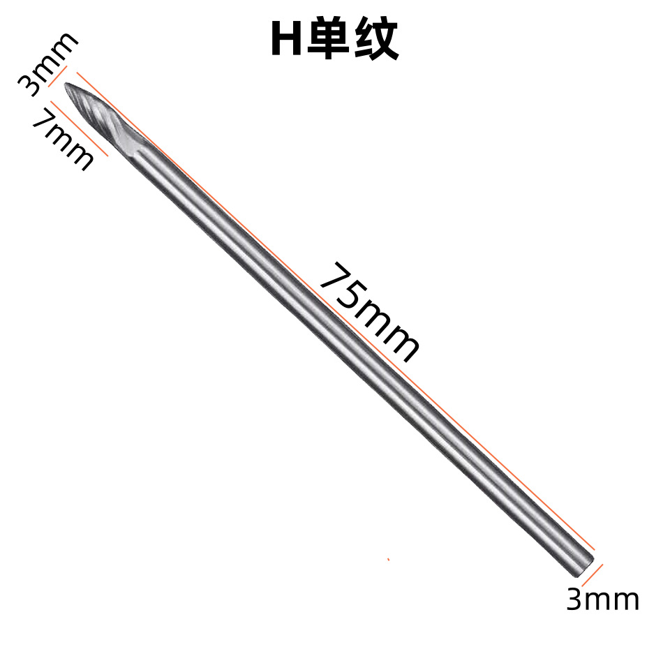 3x3x75mm varilla de extensión de aleación dura archivo rotatorio de acero de tungsteno archivo rotatorio amoladora eléctrica accesorios de pulido Desbarbado