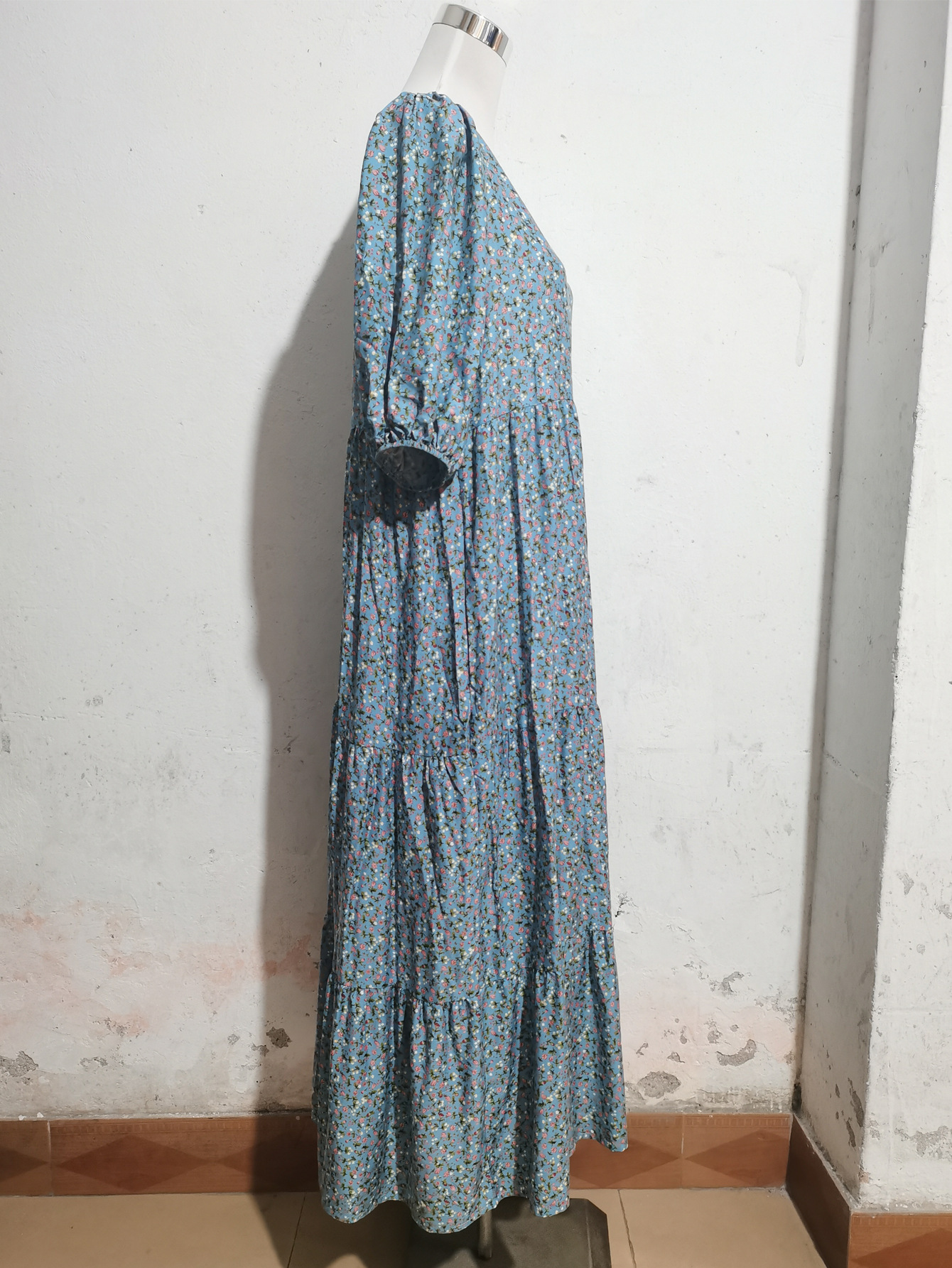 European And American Cross-border Foreign Trade Middle Eastern Robe, Loose-fitting Round-neck Mid-sleeve Dress,_ecoleips.com