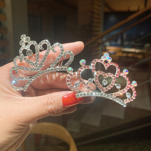Children's crown tiara princess rhinestone girl little girl birthday crown headband bangs hair comb hair accessories for women
