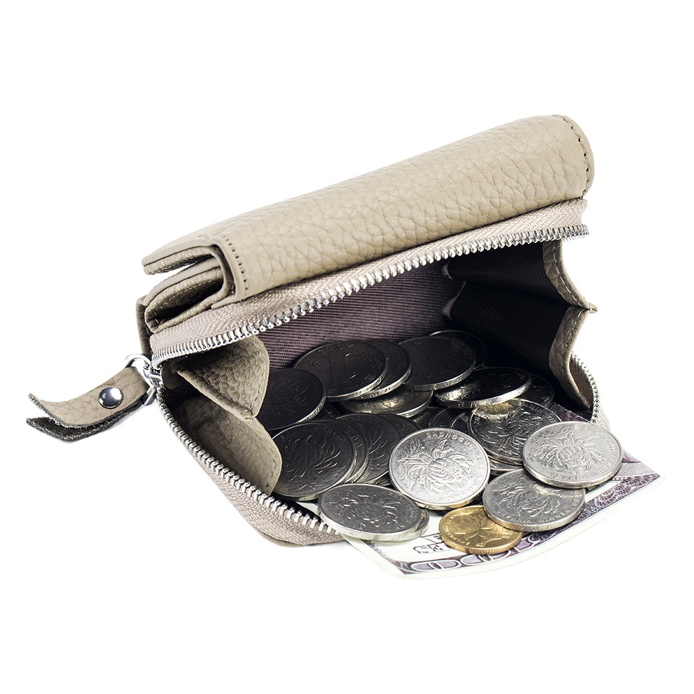 Estilo japonés corto de cuero genuino de las mujeres Tri-fold mini RFID billetera de gran capacidad nueva bolsa de cambio multifuncional bolsa de almacenamiento