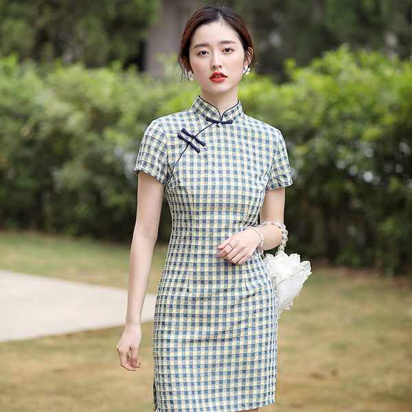 Summer short fitted cheongsam