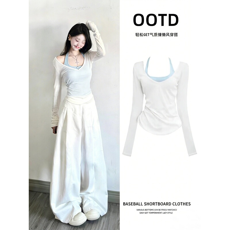 White Sheer Blouse, Women's Early Spring Camisole, Dopamine-Style Outfit, Unique and Beautiful Little Set for Early Summer