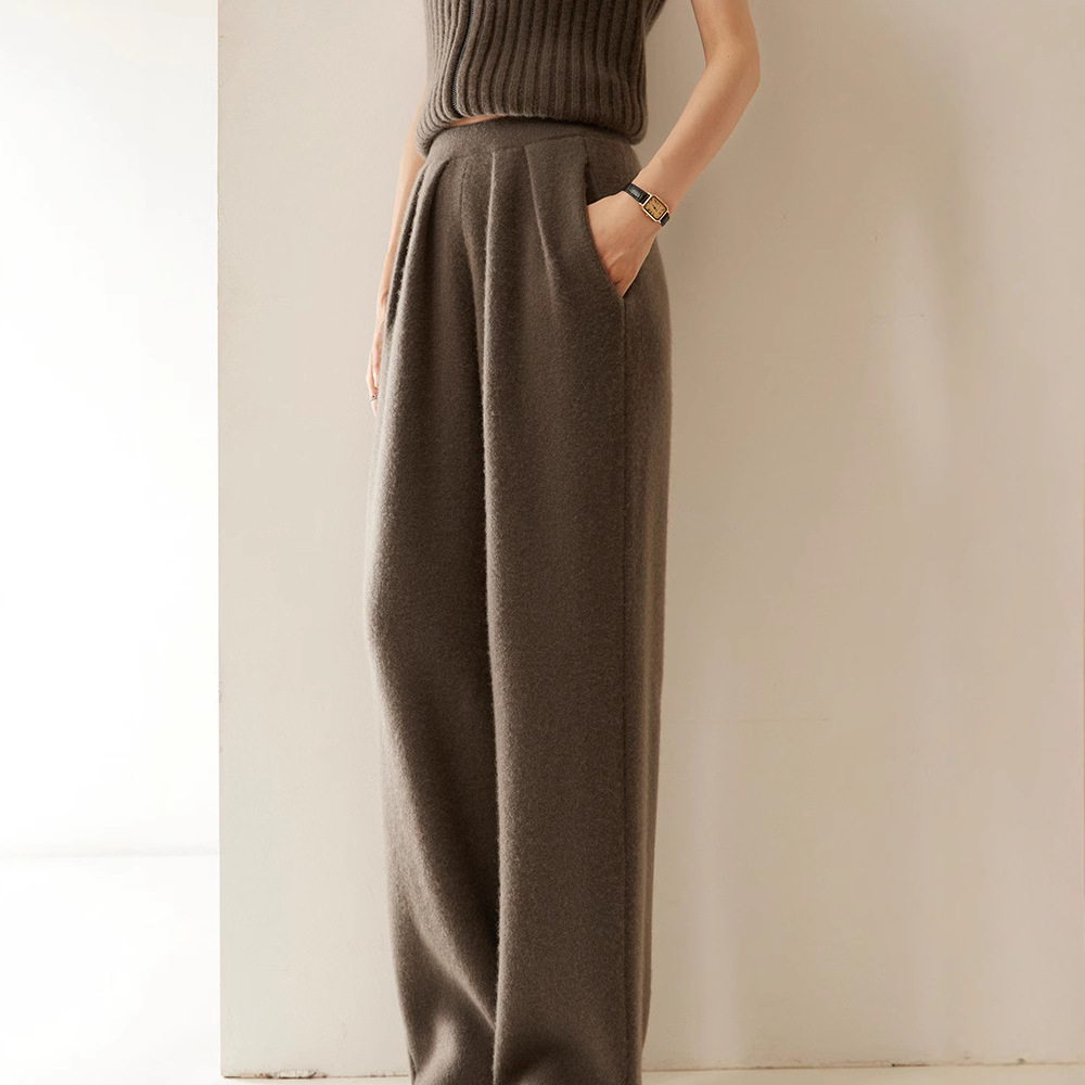Autumn And Winter Cashmere Women's Wide-leg Pants