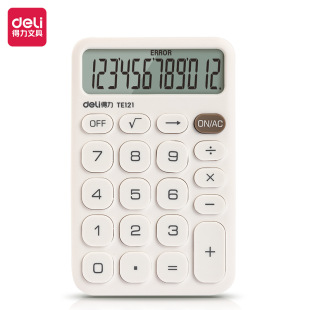 Deli TE121 Portable Calculator Calculator Dual Power Desktop Office Calculator