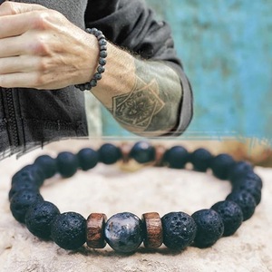 2pcs yoga meditation bracelet  for unisex Beaded Bracelet European and American Retro Volcanic Stone Yoga Bracelets