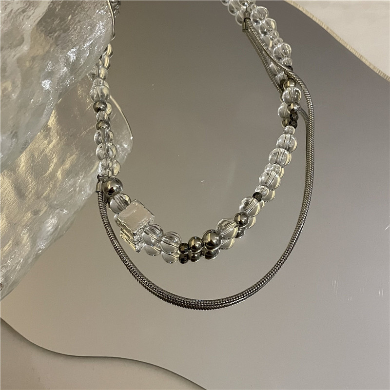 Wholesale Jewelry Transparent Round Bead Double Layer Necklace Nihaojewelry display picture 7
