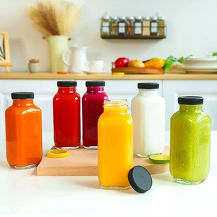 Wholesale Internet Celebrity Beverage Bottles, Milk Tea Bottles, Coffee Bottles, Square Glass Bottles, Rice Wine, Fruit Vinegar, Juice Bottles, Home-Brewed Bottles