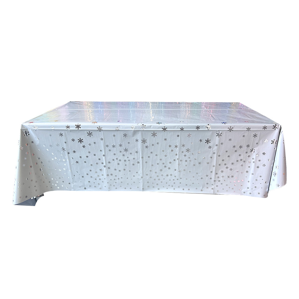 Mantel de fiesta desechable mantel impermeable a prueba de aceite suministros de fiesta de Navidad mantel rectangular mantel de copo de nieve