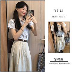 女性の夏の新しい韓国スタイルの優しいスタイルのストライプの質感の半袖シャツと気質のハイウエストスカートのセット
