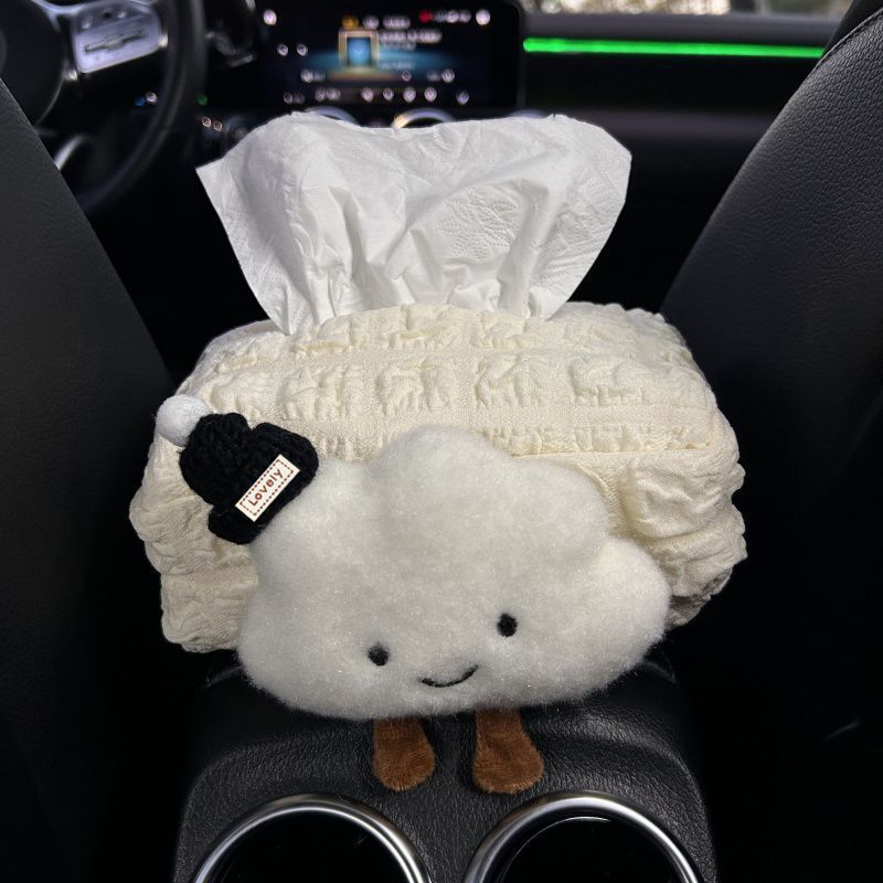 Caja de extracción de papel de automóvil tipo asiento de caja de toallas de papel montada en automóvil reposabrazos bolsa de papel para automóvil colgante bolsa interior de automóvil decoración creativa image 10