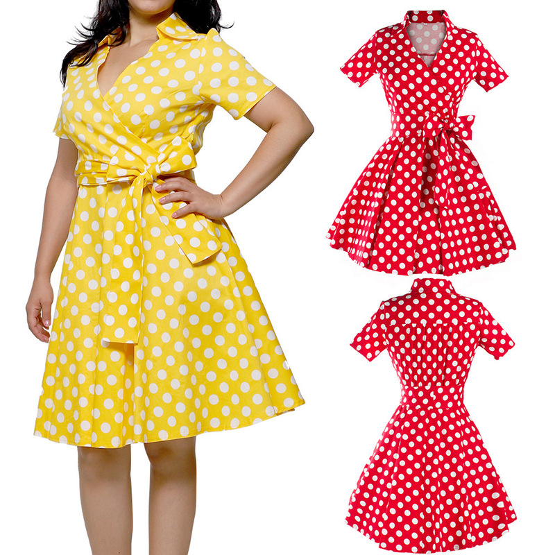 Retro Large Swing Dress Amazon Explosions Mid-length Dress Cross-border Women's 50s Hepburn French Polka Dot Dress Retro Large Swing Dress Amazon Explosions Mid-length Dress Cross-border Women's 50s Hepburn French Polka Dot Dress