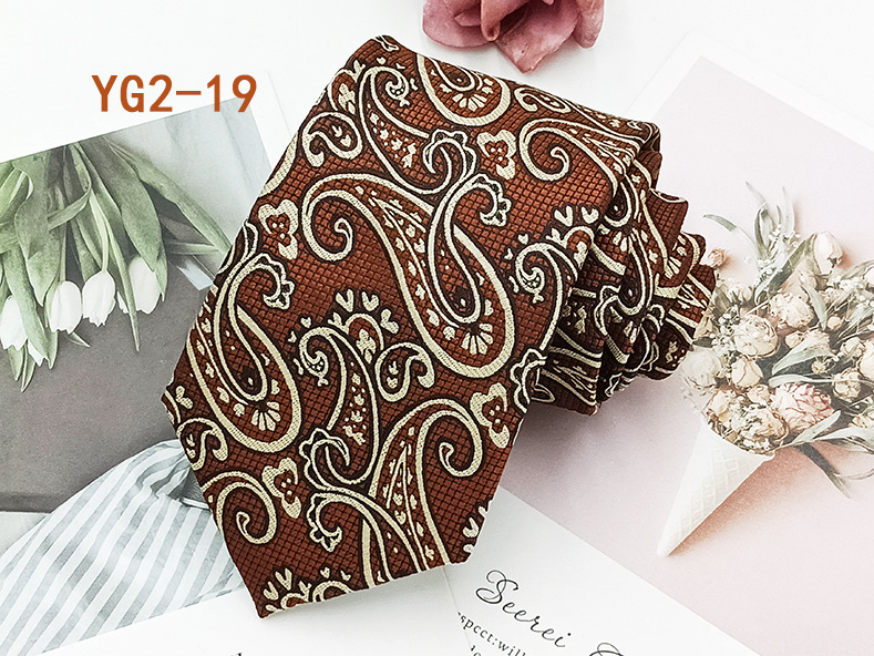 Corbata informal de negocios para hombre, en stock de fábrica, estilo nuevo atado a mano, diseño paisley, jacquard de poliéster y seda, 8 cm
