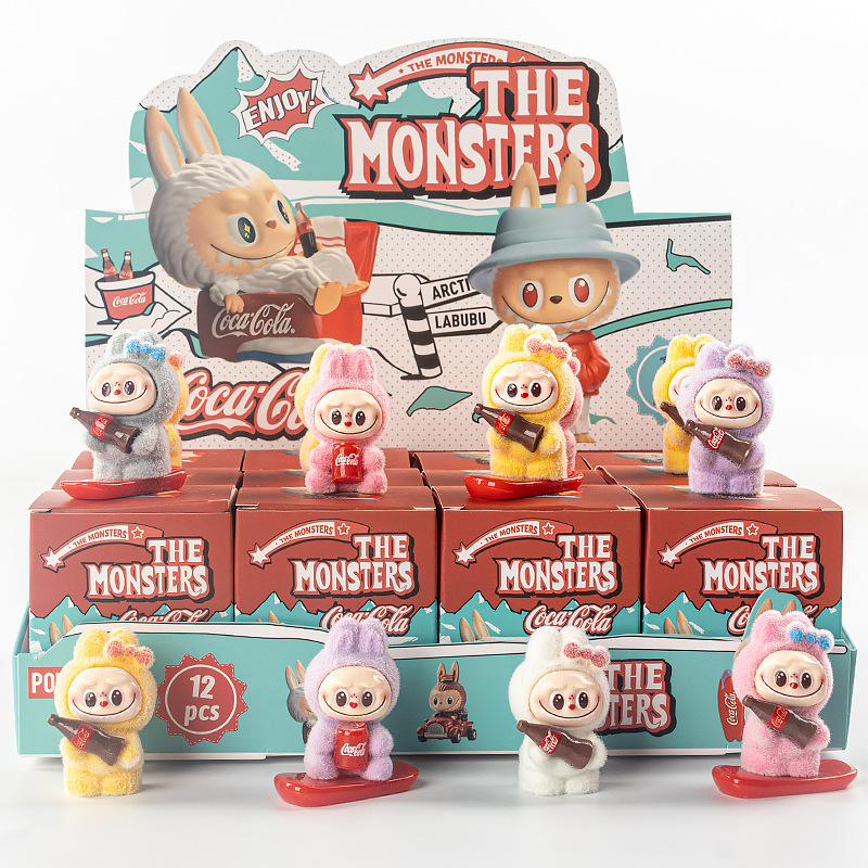 Skateboard Flocked Labubu Pop Mart Figurines Labubu Children's Toys Wholesale Trendy Toys Blind Bags Blind Boxes