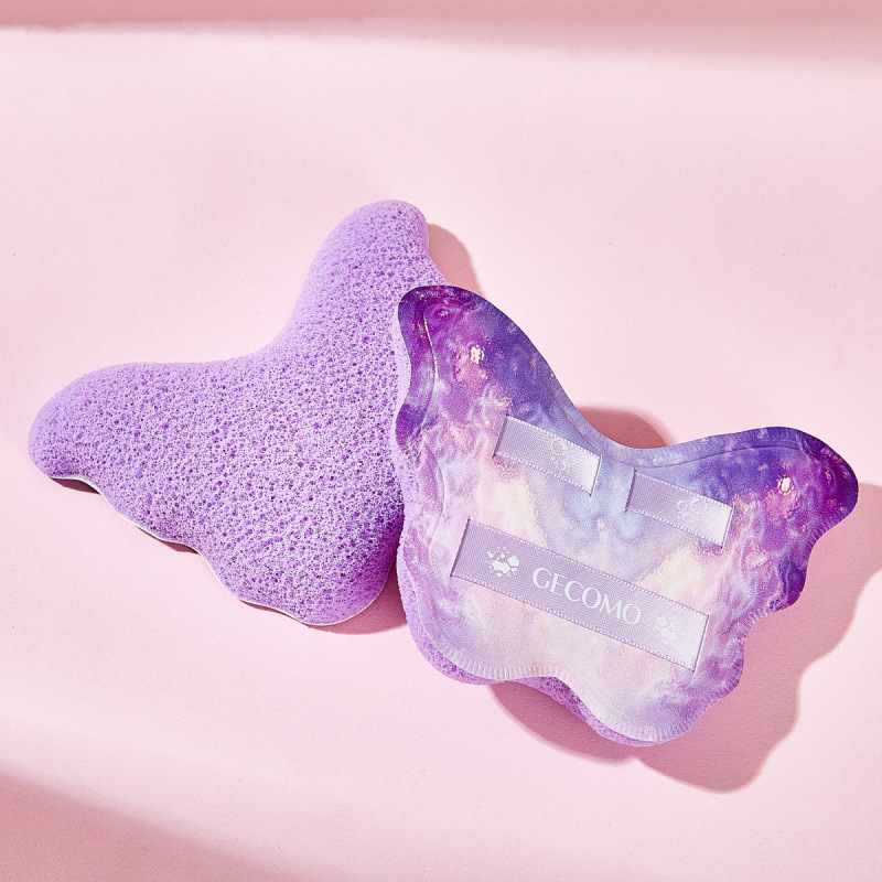 GECOMO mariposa púrpura limpieza facial lavado facial esponja de limpieza de película de barro espeso para aumentar la limpieza facial herramienta de maquillaje