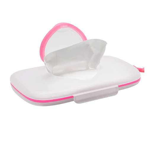 Baby wet wipes box for outings, portable pink love lid storage box, outdoor packaging box