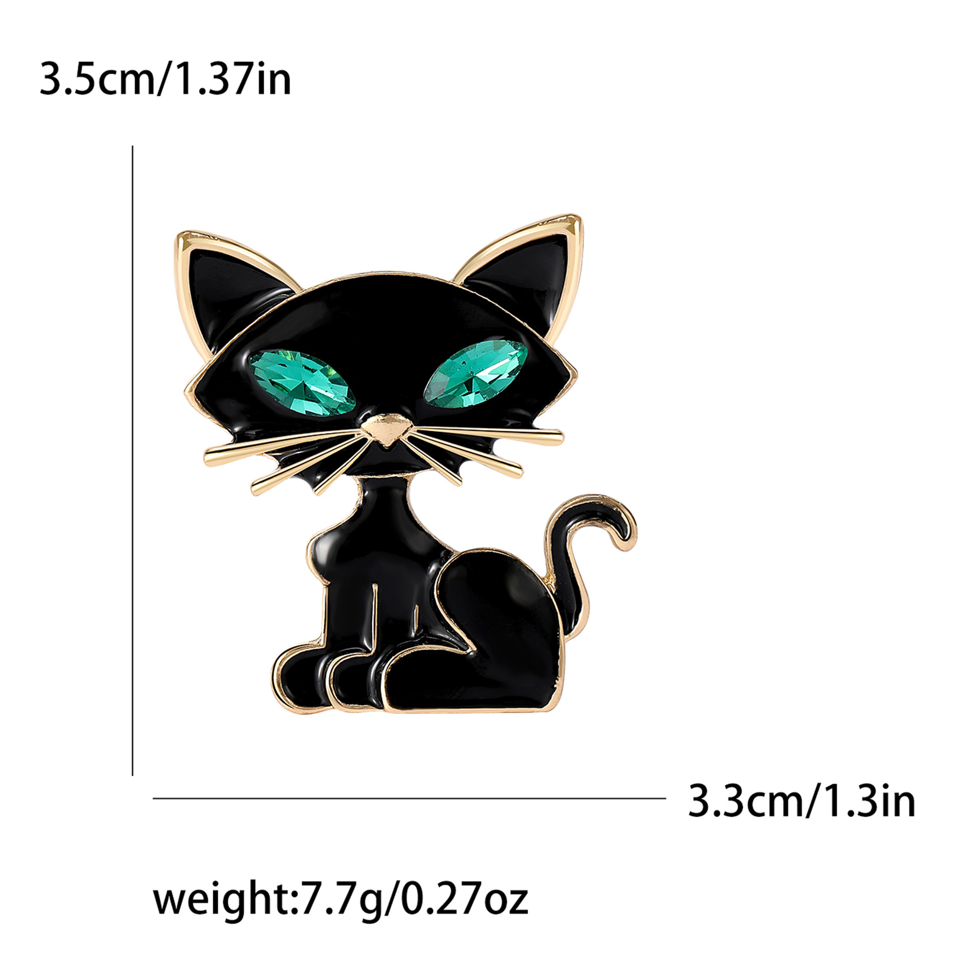 White, Black Color Cute Pin Cat Alloy Enamel Inlay Glass Women's Brooches