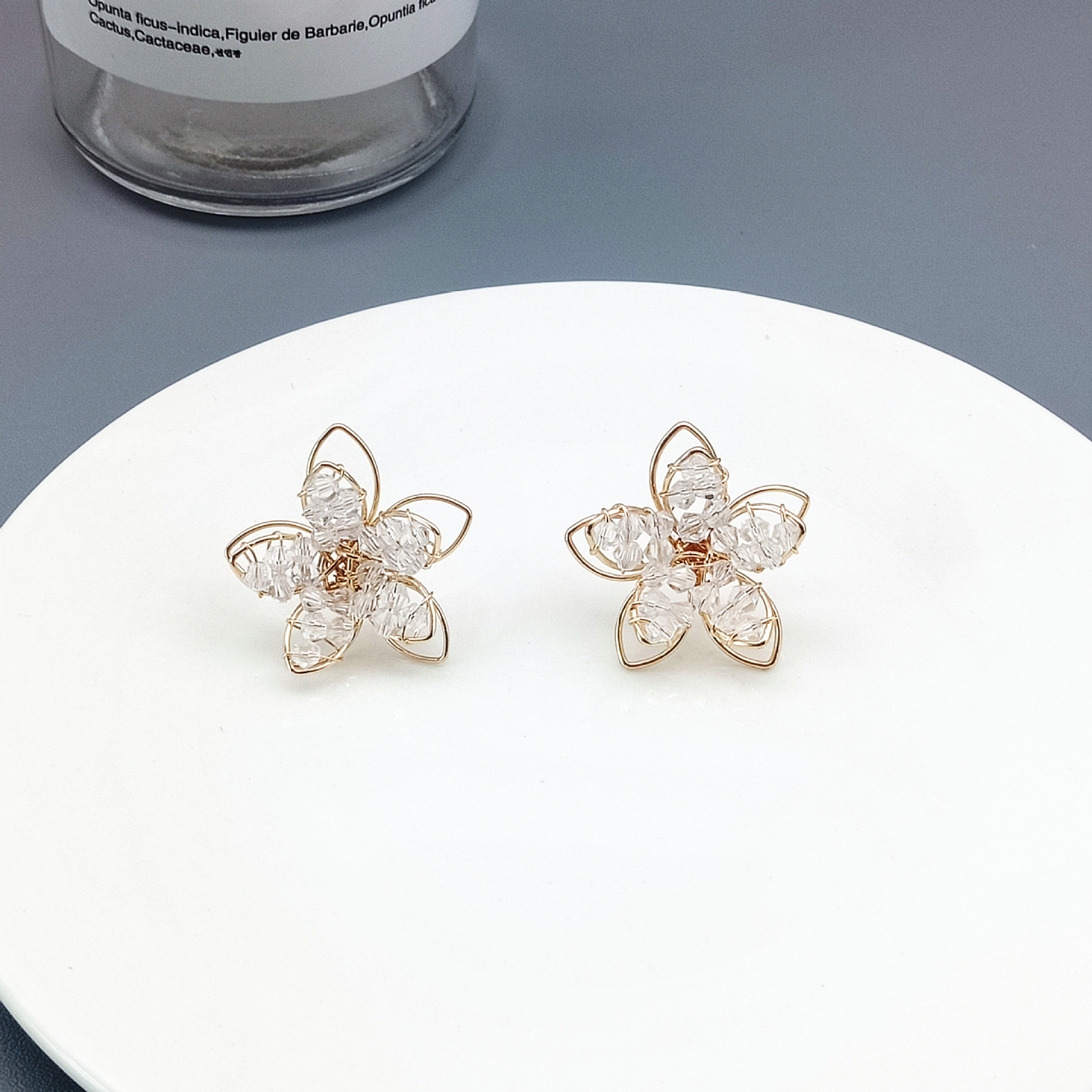 Sweet Flower Alloy Crystal Plating Ear Studs display picture 2