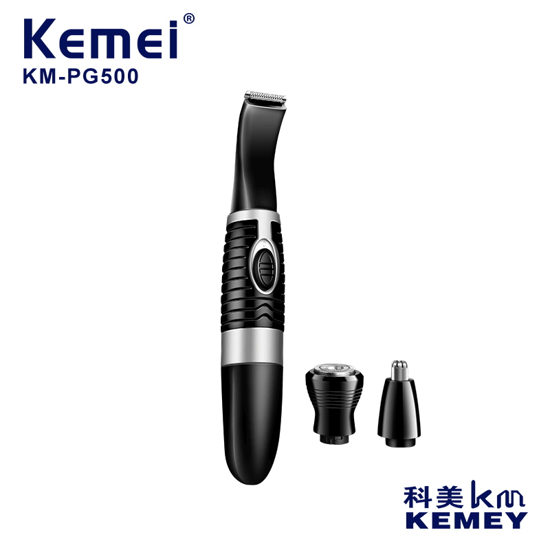 Recortadora de cejas eléctrica Kemei KM-PG500, recortadora de vello nasal multifuncional con batería seca silenciosa, juego de afeitado tres en uno