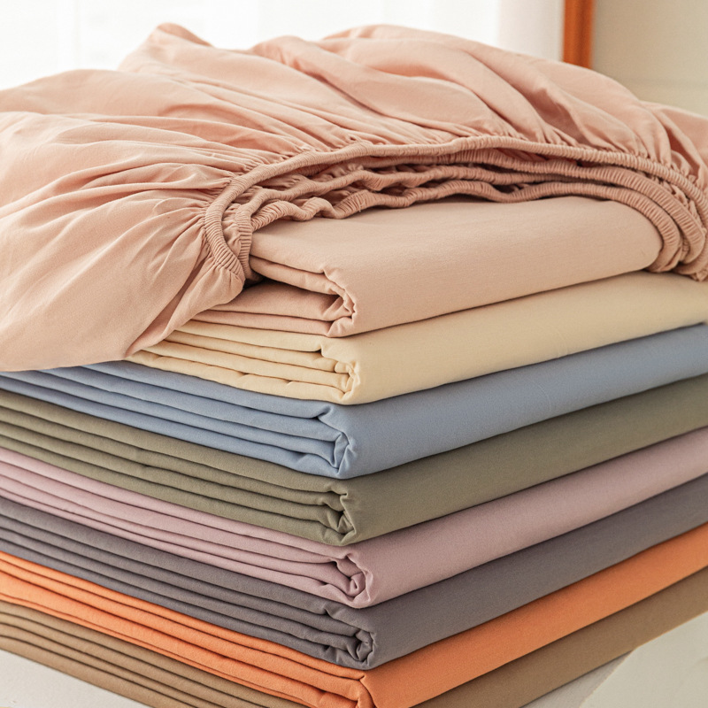2024 nueva clase A de algodón simple color sólido cepillado de un solo producto funda de cama a prueba de polvo cubierta protectora de colchón todo incluido cuatro