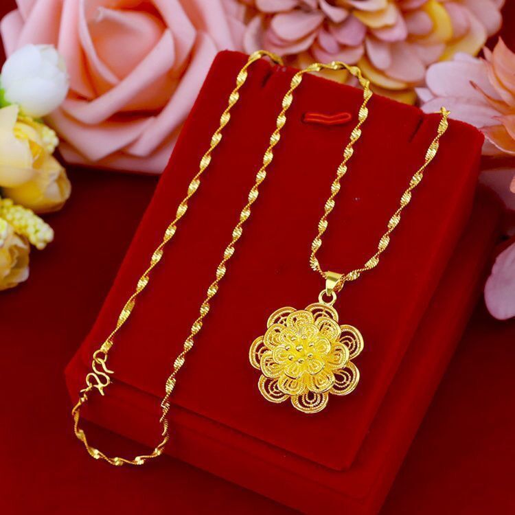 Vietnam sand gold necklace female pure g...