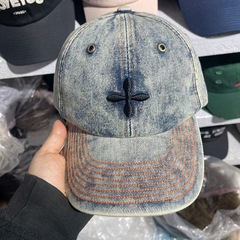 レトロクロスウォッシュデニム野球帽女性用刺繍日焼け止めサンシェード顔見せ小さなカジュアルアヒルキャップ男性用