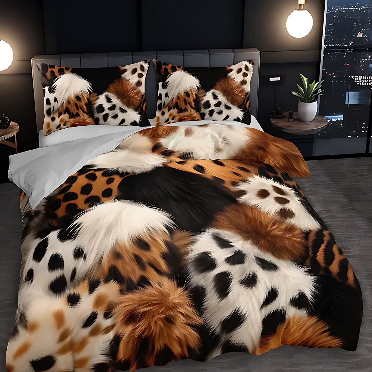 TEMU / JIT nuevo producto transfronterizo de moda impresión digital 3D leopardo colcha de cama set