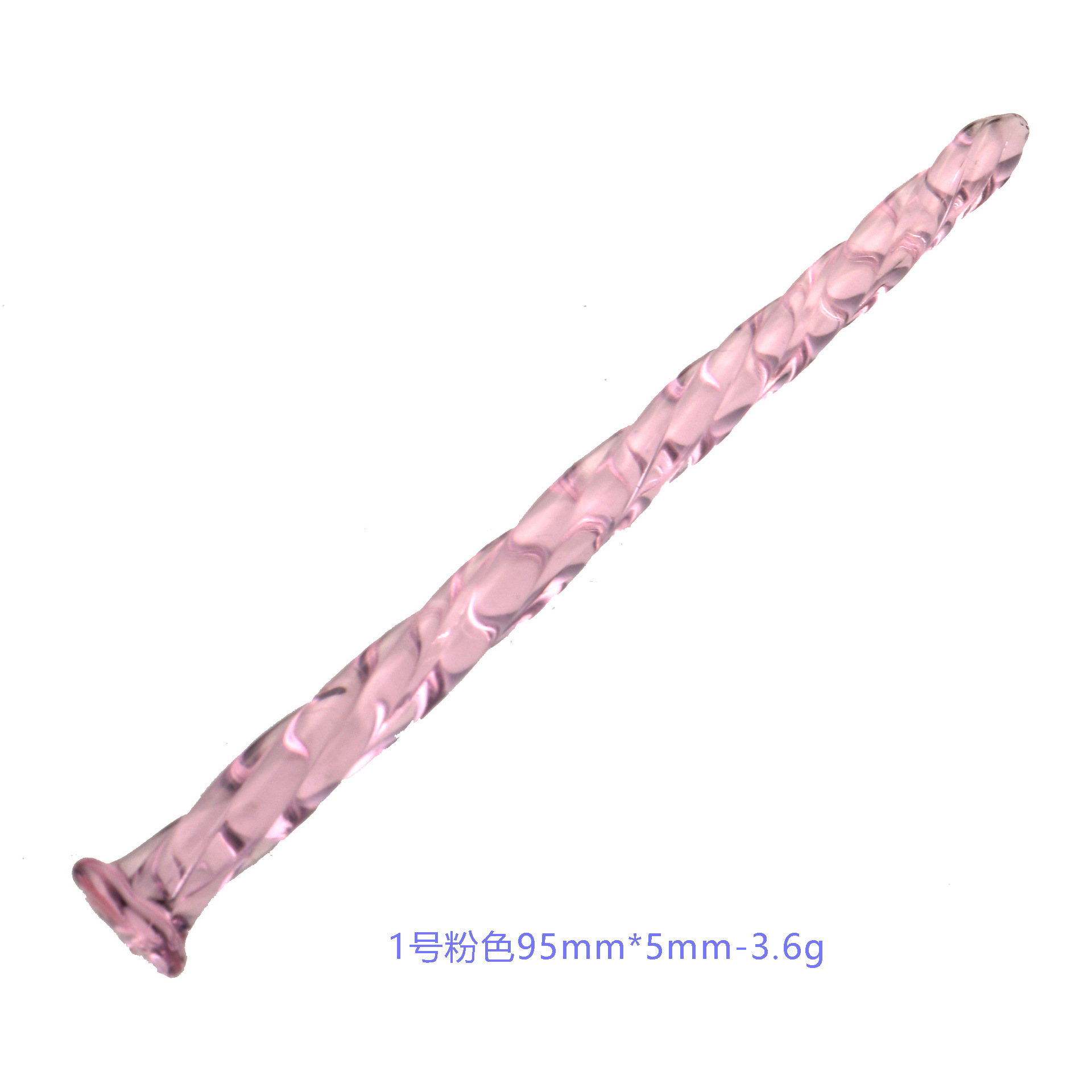 Spiral Crystal Glass Urethral Sound Stick, Twist Rotating Manual Plug, 95mm Pink — detail image 1