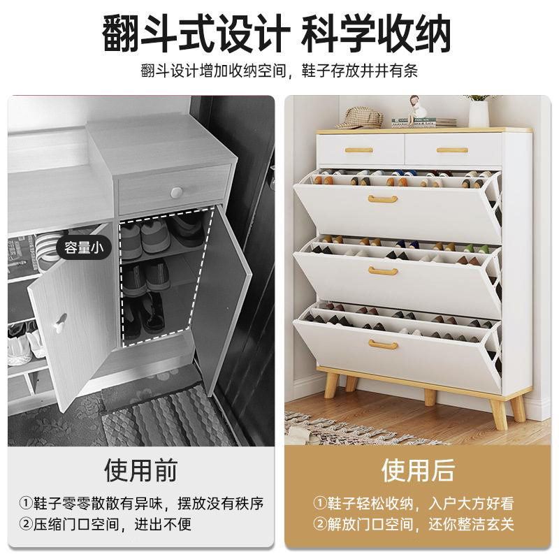 鞋櫃簡易門口鞋架省空間防塵翻斗櫃陽台家用收納儲物櫃門後玄關櫃