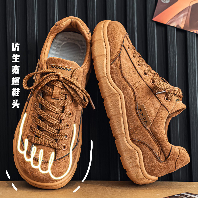 Giày sneaker nam cổ thấp form rộng mũi tròn, đế dày 3 cm, phong cách retro, cỡ lớn — 5018 Kaki, 5018 màu lạc đà, 5018 màu đen