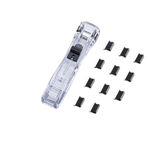 ins creative clip pusher folder stapler machine fixed test paper page storage clip nail bill book clip