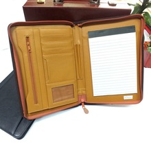 定制经理夹笔记本a4多功能拉链文件夹pu简便商务资料a5拉链包