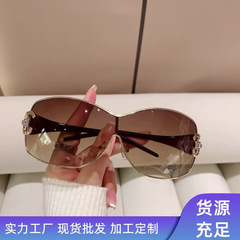 2025新款Y2K大框连体墨镜女时尚镶钻太阳眼镜女跨境欧美外贸批发