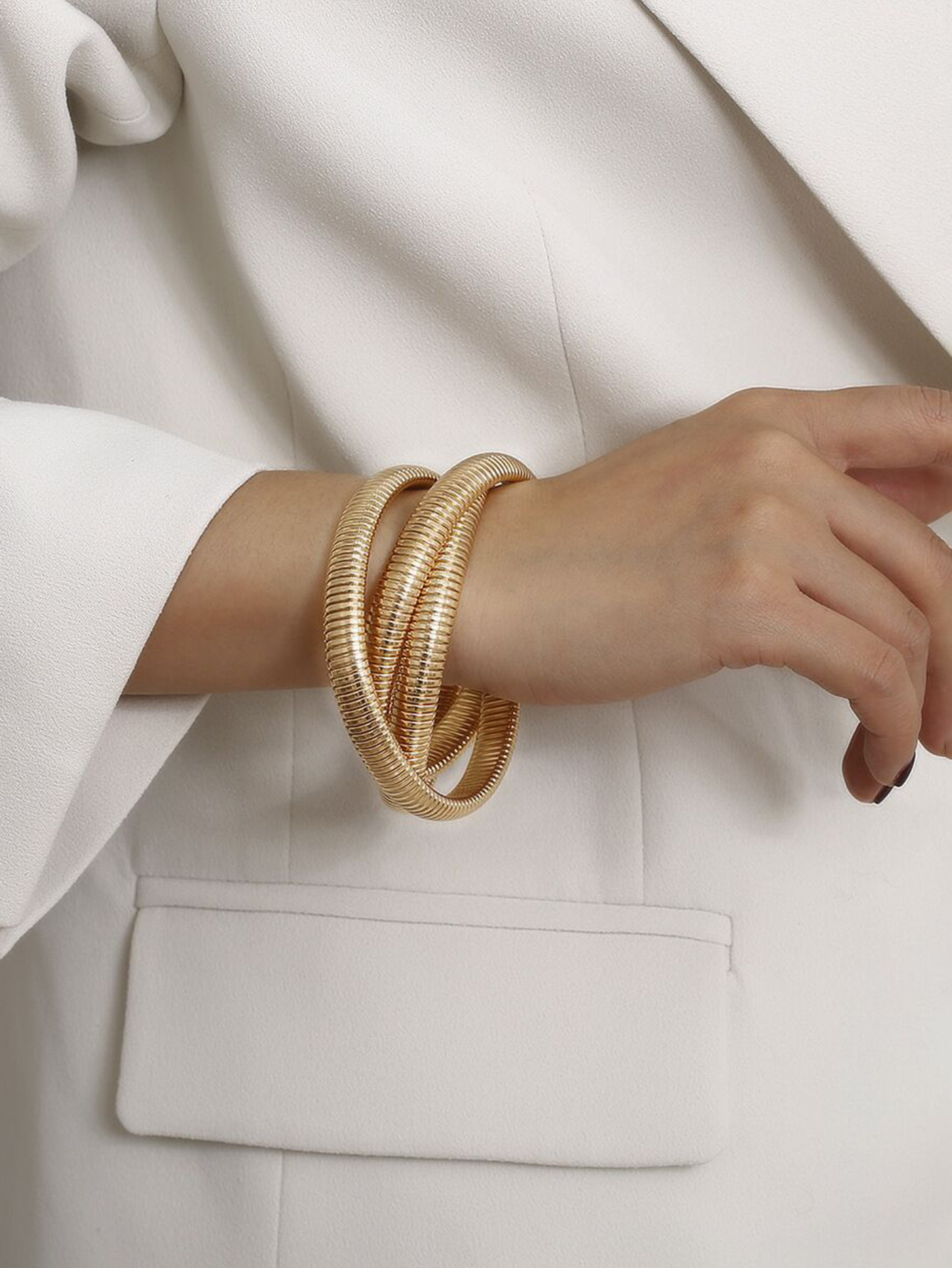 Women'S Gender Exaggerated Solid Color Metal Wholesale Bangle