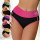 Foreign Trade Hot Selling High Waist Contrast Color Pure Cotton Women's Briefs Big Trouser Legs Anti-Leg Hip Tinting Panties Women's in stock