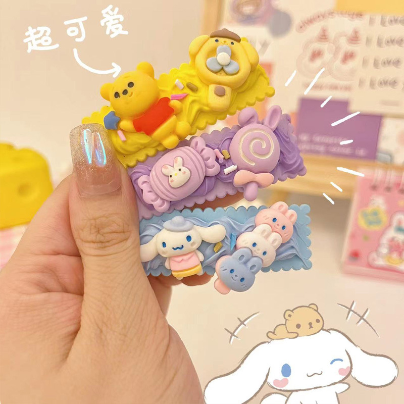 儿童手工自制奶油胶diy发饰材料发夹马卡龙色发卡树脂配件套装详情6